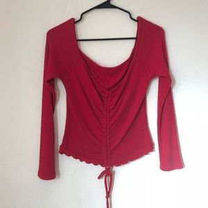 Red off the shoulder shirt 🍒🍒